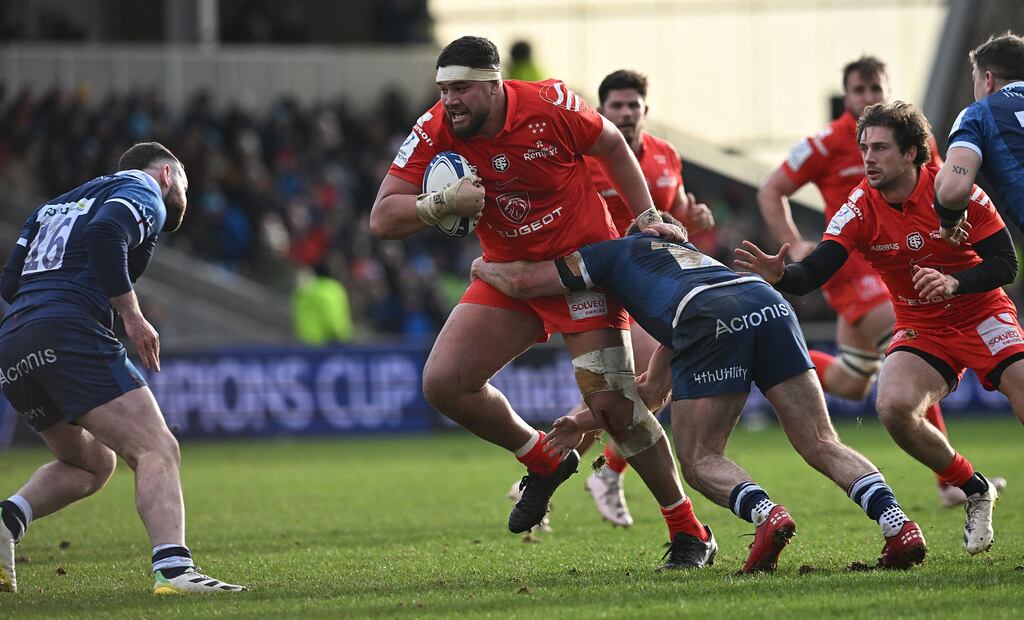 Toulouse's Australian lock Emmanuel Meafou in action against Sale Sharks. File photograph: Getty Images