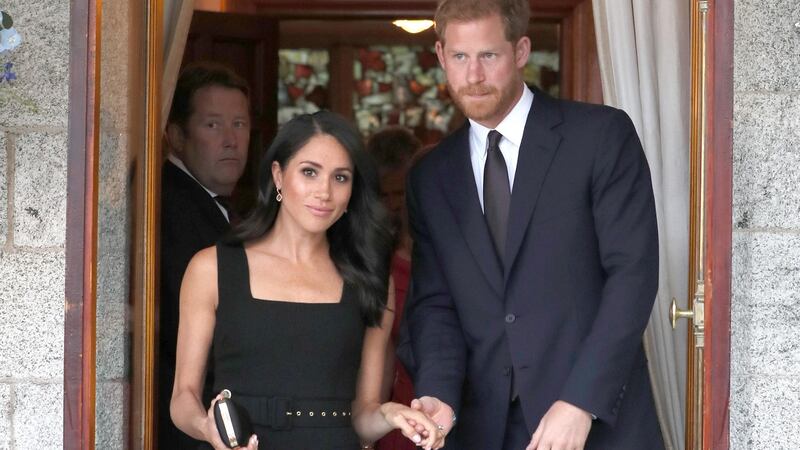 Britain’s Prince Harry and Meghan attend a summer party at the British Ambassador’s residence at Glencairn House in Dublin at the start of their two day visit on July 10th, 2018. Photograph: Brian Lawless/AFP/Getty Images