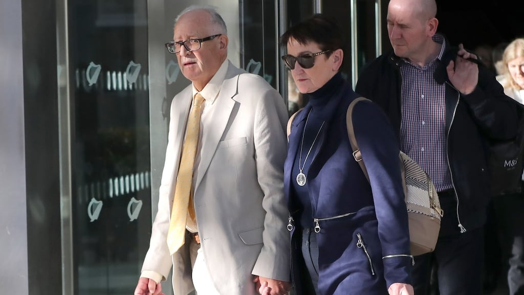 Ana Kriégel’s parents Patric and Geraldine leaving the Central Criminal Court on Tuesday. The grandfather of Boy A, who was convicted of murdering their daughter, said he offered the Kriégel’s his ‘utter sympathy’ for what had happened. Photograph: Niall Carson/PA Wire.