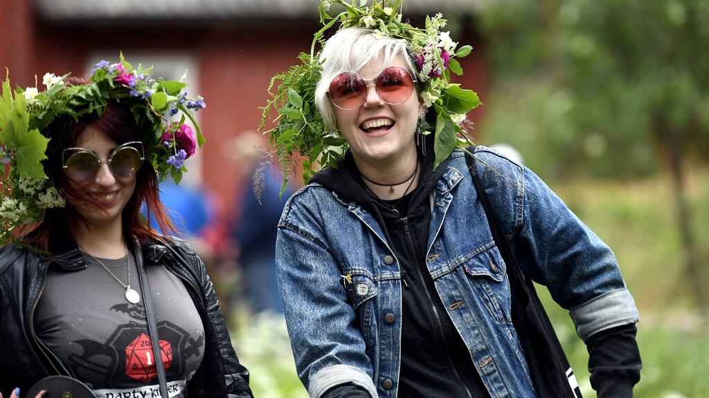 Summer solstice in Helsinki, Finland – the happiest country, according to the UN’s latest happiness report, for the second year running. Photograph: Heikki Saukkomaa via Reuters