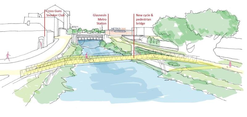 Artist's impression of metro/cycle bridge. Source: Bus Connects