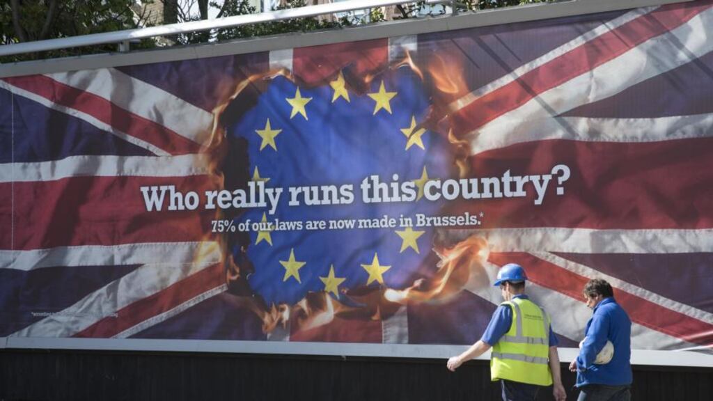 In or out?: a UK Independence Party European elections poster. Photograph: Oli Scarff/Getty
