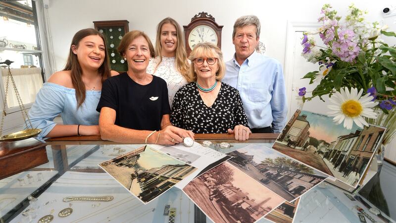 The Gelletlie family: Mother Joan (in black) and father Richard with daughters Lucy and Sarah, and guest speaker Marie Heaney. Photograph: Cyril Byrne