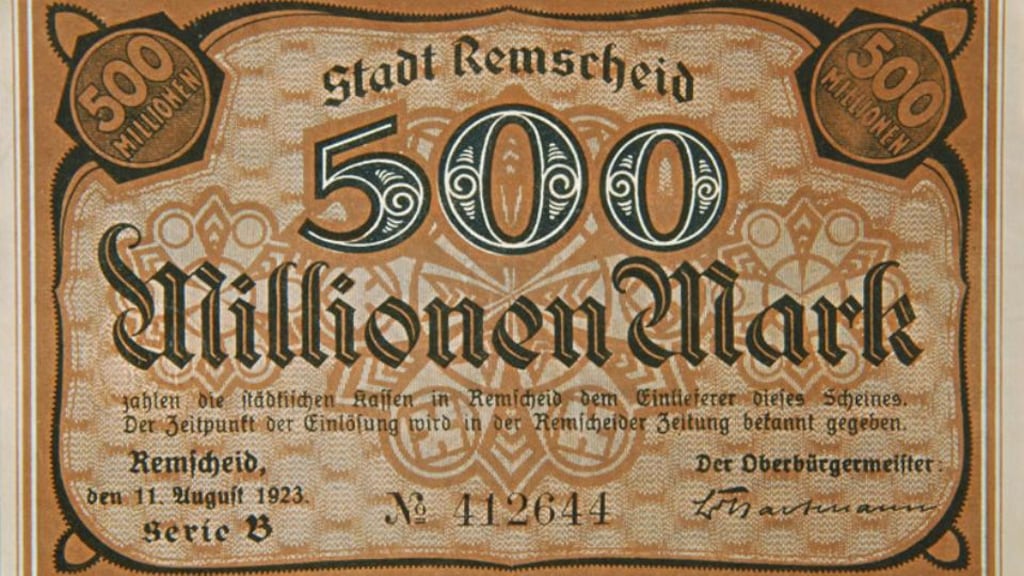 A 500 Mark note printed during the Weimar Republic.