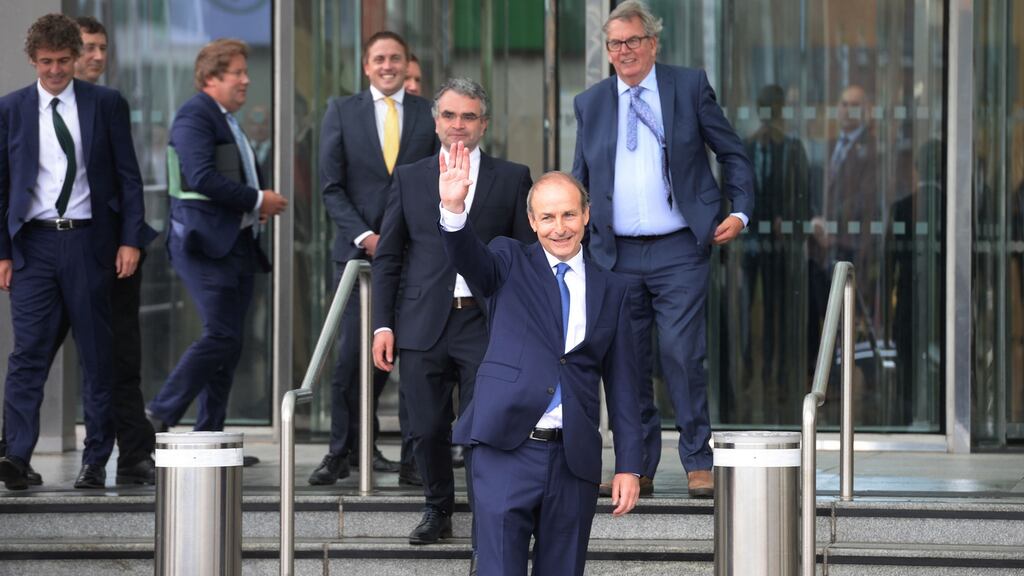 Fianna Fáil leader Micheál Martin emergingfrom the Convention Centre after being elected as Taoiseach. Photograph: Alan Betson / The Irish Times