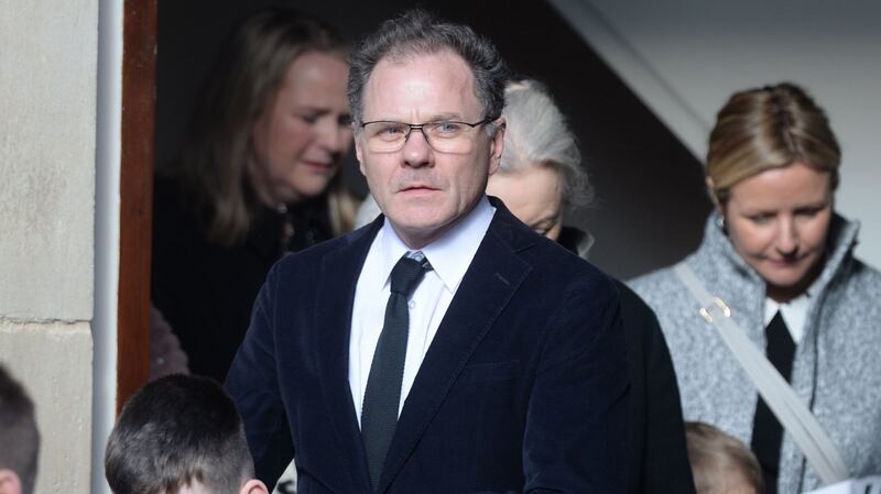 Conor Ferguson, husband of the late Keelin Shanley at the funeral service on Wednesday. Photograph: Alan Betson/The Irish Times