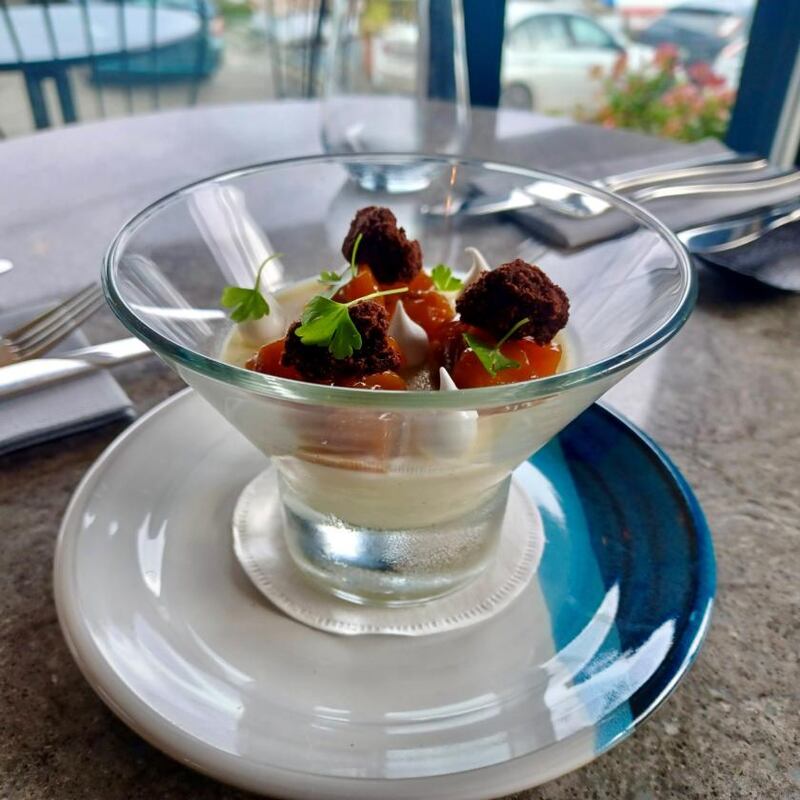 Velvet Cloud yoghurt pannacotta with Crown Prince pumpkin in a spiced caramel