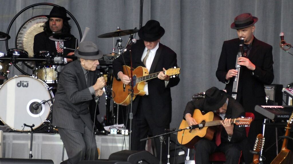 Leonard Cohen on stage in Kilmainham on Friday, June 13th, 2008. Photograph: Dave Meehan