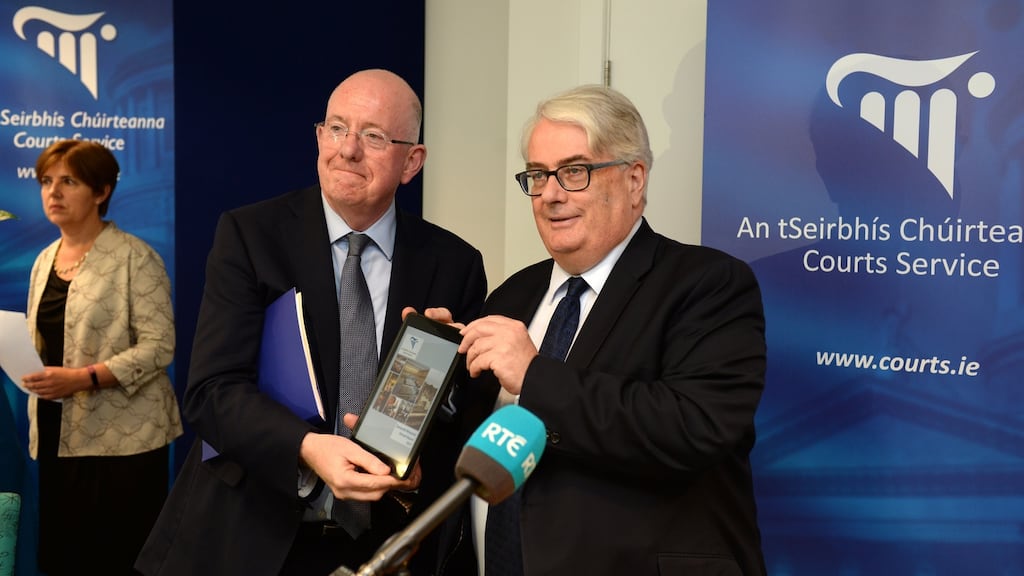 The Annual Report of the Courts Service for 2017 was presented by the Chief Justice Frank Clarke to Minister for Justice Charlie Flanagan. Photograph: Dara Mac Dónaill/The Irish Times
