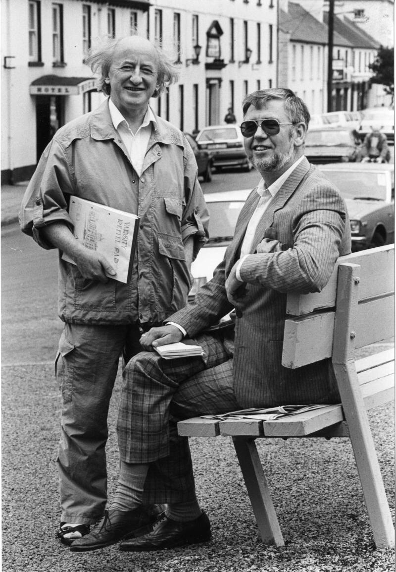 Director of the MacGill Summer School Joe Mulholland with Michael D Higgins TD in August 1989. Photograph: Matt Kavanagh