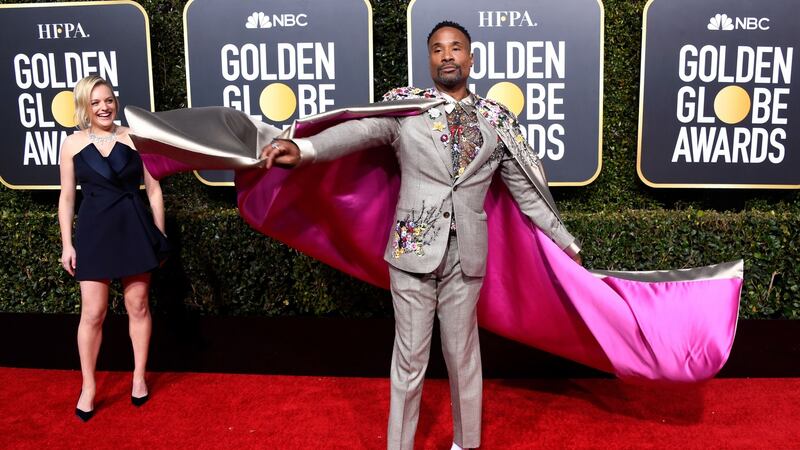 Billy Porter makes a serious entrance in his Randi Rahm cape. Photograph: Frazer Harrison/Getty Images