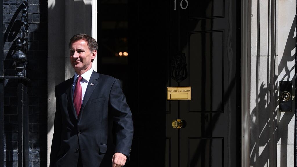 Former British foreign secretary Jeremy Hunt leaves after a cabinet meeting at Downing Street on Tuesday. Photograph: Victoria Jones/PA Wire