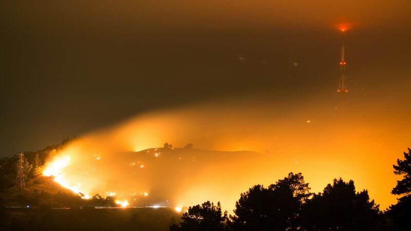 A change in the wind direction is predicted for later in the week that will lower temperatures and humidity and could slow the fire’s progress. Photograph: Oliver Watson/AFP
