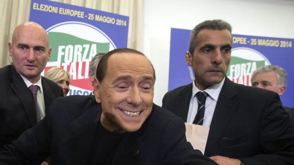 Silvio Berlusconi, leader of centre-right Italian party Forza Italia, greeting supporters in Rome this week. Photograph: Angelo Carconi/EPA
