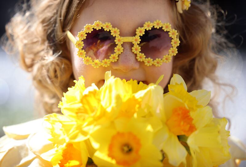 Nicole Keyes was at Government Buildings in Dublin to mark the upcoming Daffodil Day this Friday and meet Taoiseach Micheál Martin. The Irish Cancer Society is aiming to raise €6 million to support its services and cancer research projects. Photograph: Dara Mac Dónaill