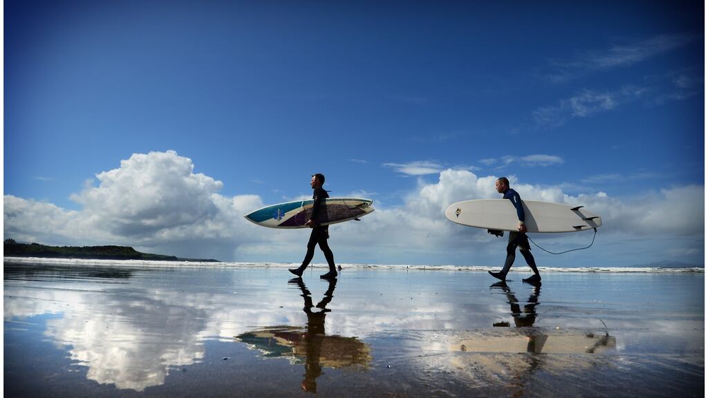 Surfers on Rossnowlagh beach, Co Donegal. Photograph: Bryan O’Brien/The Irish Times
