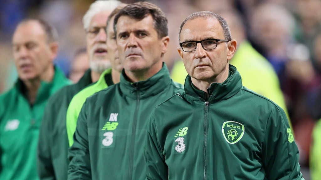 Former Republic of Ireland assistant manager Roy Keane and Republic of Ireland manager Martin O’Neill