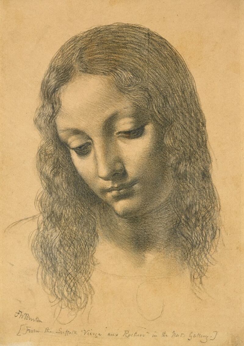 For the Love of Art: Frederic William Burton’s copy of the head of the Virgin from Leonardo da Vinci’s Virgin of the Rocks. Photograph © Ashmolean Museum, University of Oxford