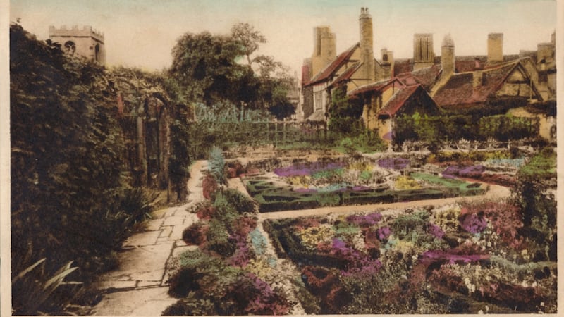 A vintage postcard by J Salmon showing Shakespeare’s Knot Garden in Stratford-Upon-Avon, circa 1910. Photograph: Getty Images