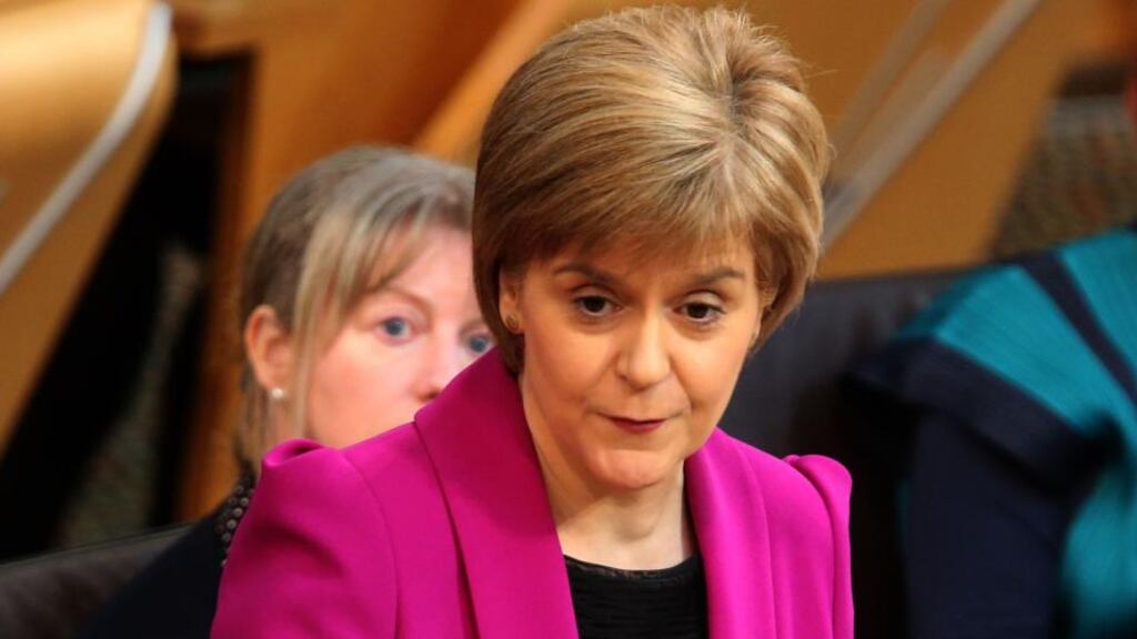 Scottish first minister Nicola Sturgeon: said blocking the privatisation of services in England would help to protect Scotland’s own independent National Health Service. Photograph: Andrew Milligan/PA Wire