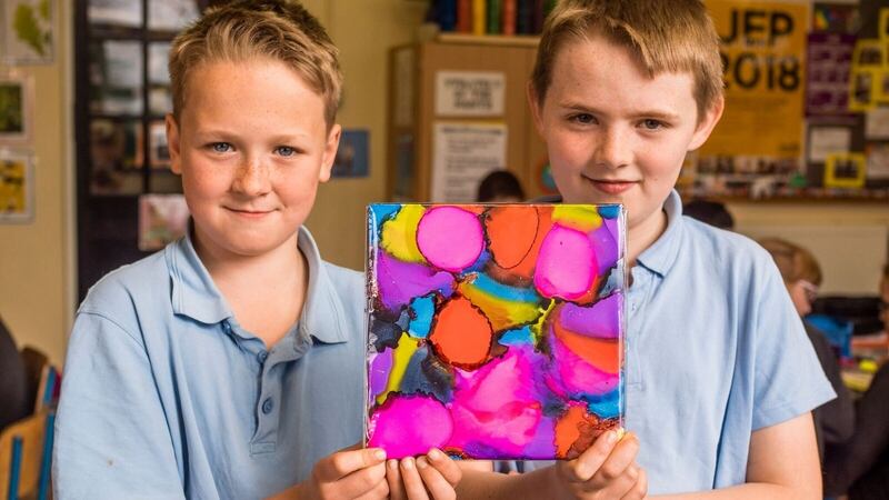 Primary school pupils from Cullina National School in Beaufort, Co Kerry, present their entry in last year’s Junior Entrepreneur Programme. Photograph: Jerry Kennelly/JEP