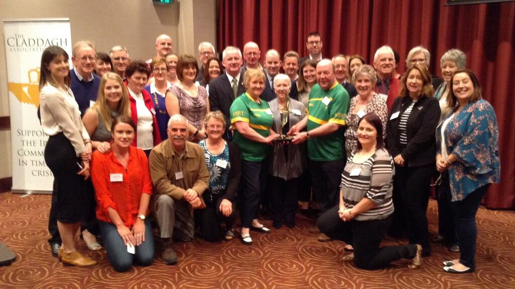 Colin and Eithne Bell with Joan Ross of the Claddagh Association (centre), and representatives of other Irish welfare organisations working around Australia, at the LINK conference in Perth.