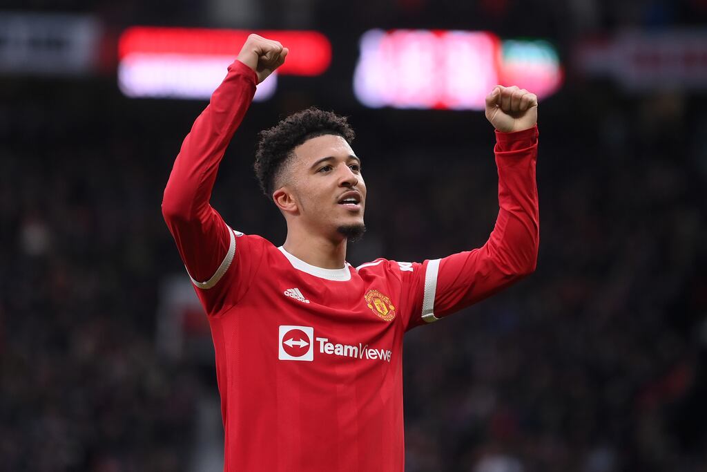 Jadon Sancho of Manchester United. Photograph: Laurence Griffiths/Getty