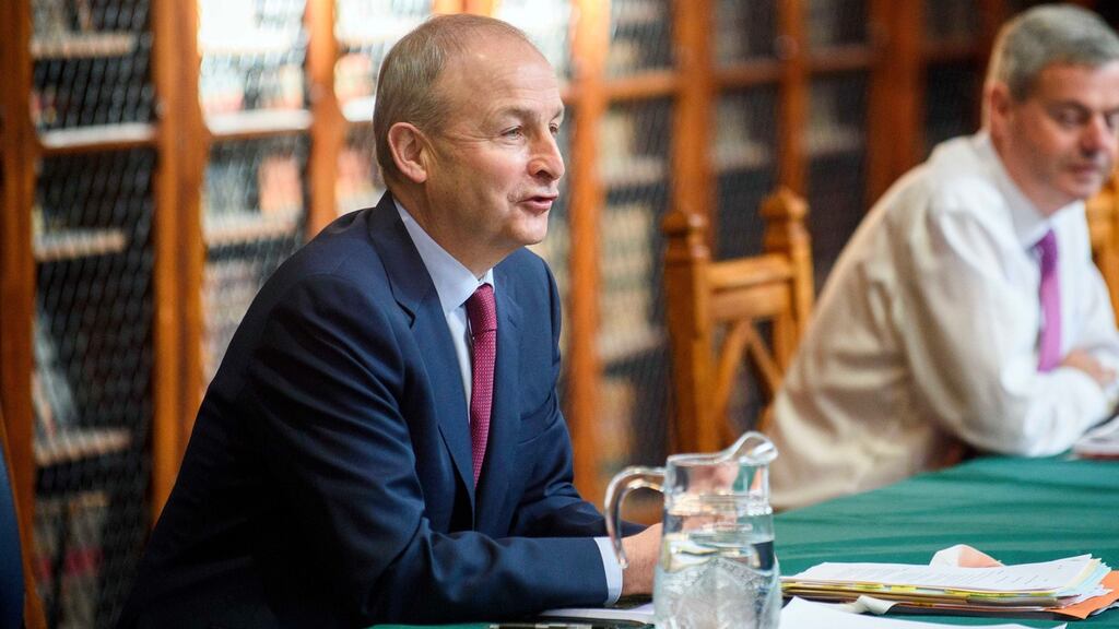 Taoiseach Micheál Martin told Fianna Fáil’s parliamentary party meeting that the decision to send ministers to the service of reflection and hope was ‘in the spirit of the Good Friday Agreement’. Photograph: Daragh Mac Sweeney/Provision