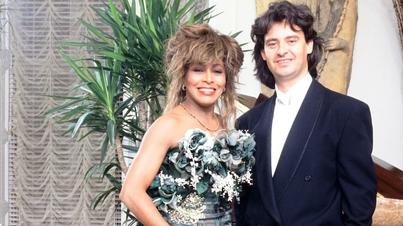 Tina Turner with Erwin Bach on her 50th birthday in November 1989, n London. Photograph: Dave Hogan/Hulton Archive/Getty Images