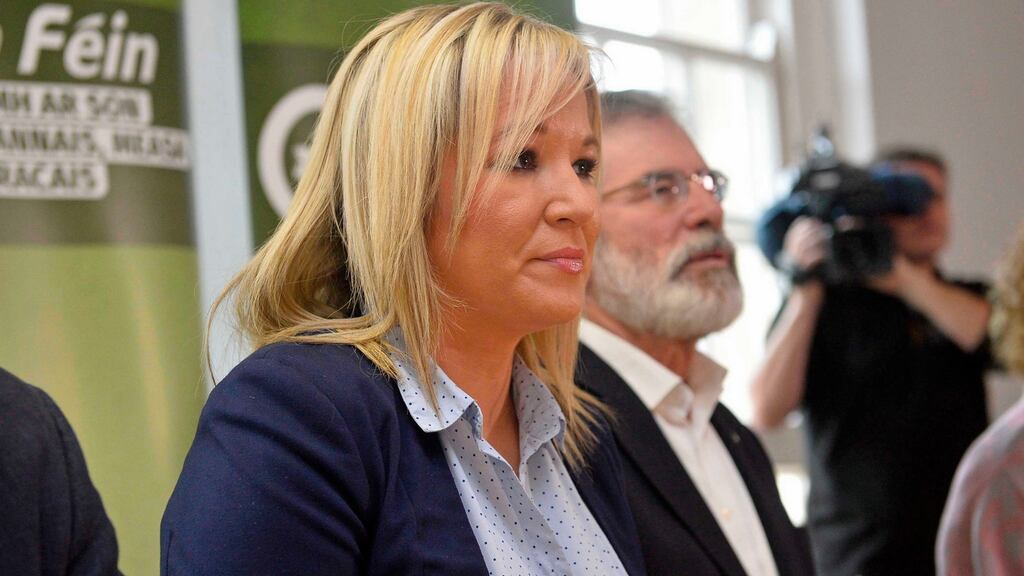 Sinn Fein’s Northern Ireland leader Michelle O’Neill with Sinn Fein President Gerry Adams. File image: Mark Marlow/PA Wire