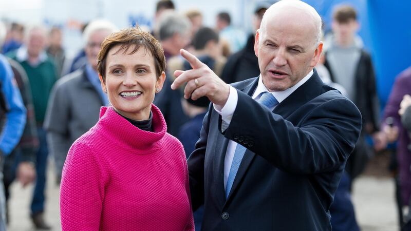 Seán Gallagher and his wife Trish at the first day of the National Ploughing Championships in Screggan, Co Offaly. Photograph: Tom Honan/The Irish Times.