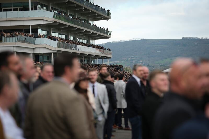 Deaths usally happen behind screens but were seen by all this time and so on
CHELTENHAM, ENGLAND - NOVEMBER 16: Racegoers at Cheltenham Racecourse on November 16, 2024 in Cheltenham, England. (Photo by Alan Crowhurst/Getty Images)