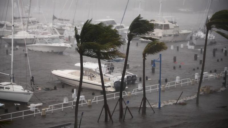 Boats are seen at a marina in Coconut Grove as Hurricane Irma arrives at south Florida, in Miami. Photograph: Carlos Barria/Reuters
