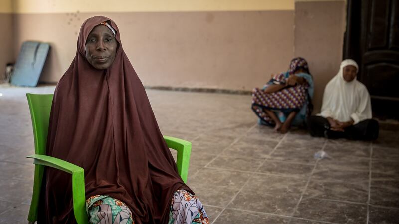 Falmata Mustapha, 60, takes care of seven children, including her grandchildren, whose father was murdered by militants. Photograph: Sally Hayden.