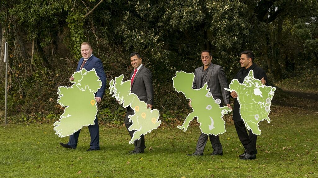 Tom Sanders, Devinder Singh Sapra, Ajay Bhatia and Sumit Kumra of Unifi-Ix. The company’s new international exchange makes Dublin the fourth city to be connected to its network.