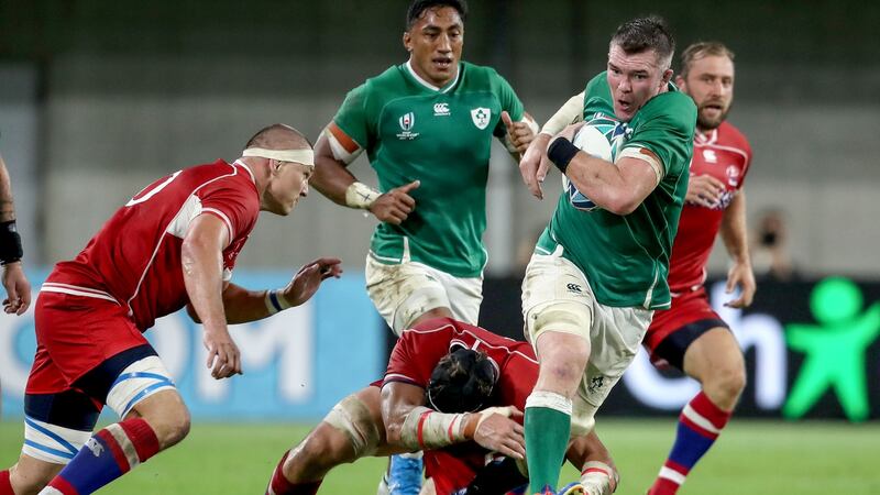 Peter O’Mahony in action against Japan during the Rugby World Cup Pool A game in Kobe. Photograph: Dan Sheridan/Inpho