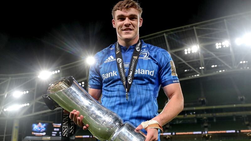 Garry Ringrose celebrates Leinster’s Pro14 final win over Ulster. Photograph: Dan Sheridan/Inpho