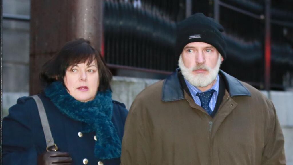 Mary and Brian O’Shaughnessy from Bird Hill, Co Tipperary, outside the Four Courts. Photograph: Courts Collins