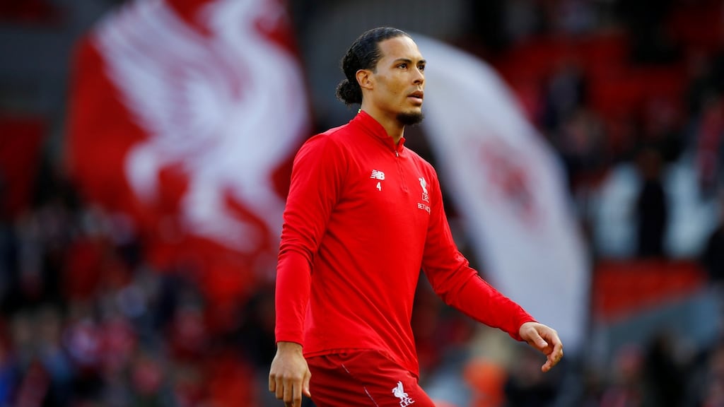 Virgil van Dijk will return to the Liverppol defence for the game against Manchester United on Sunday. Photograph: Phil Noble/Reuters