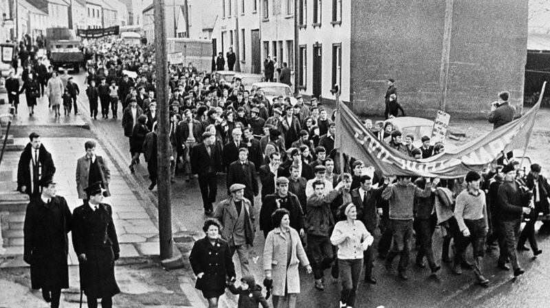 Scenes at Burntollet during the civil rights march of January 4th, 1969. Photograph: Pacemaker