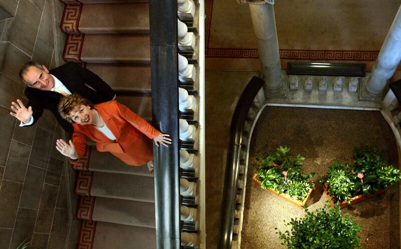President Mary McAleese with her husband Martin leaving the Customs House after her uncontested re-election. Photograph: Brenda Fitzsimons