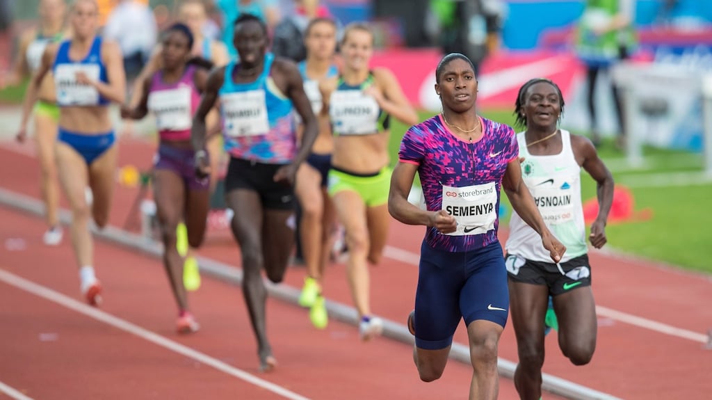 Caster Semenya winning the women’s   800m  at the Golden League Bislett Games in Oslo. Photograph: Vidar Ruud/Reuters