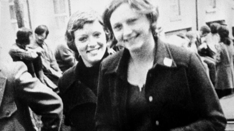Dolours Price (left) and her sister Marian at a civil rights demonstration in Belfast in 1972. Their force feeding by prison doctors in England influenced the World Medical Association’s ethics committee to declare the practice unethical in 1975. Photograph: PA