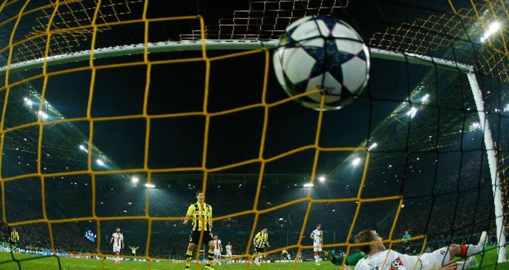 Jakub Blaszczykowski's (not pictured) goal for Borussia against Shakhtar Donetsk. Photograph: Ina Fassbender/Reuter