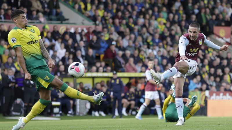 Conor Hourihane of Aston Villa scores his side’s fourth goal. Photograph:  Henry Browne/Getty Images