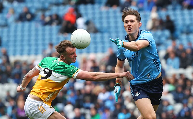 Michael Fitzsimons in action for Dublin against Offaly's Jack McEvoy in the Leinster Senior Football semi-final in April. Photograph: Bryan Keane/Inpho