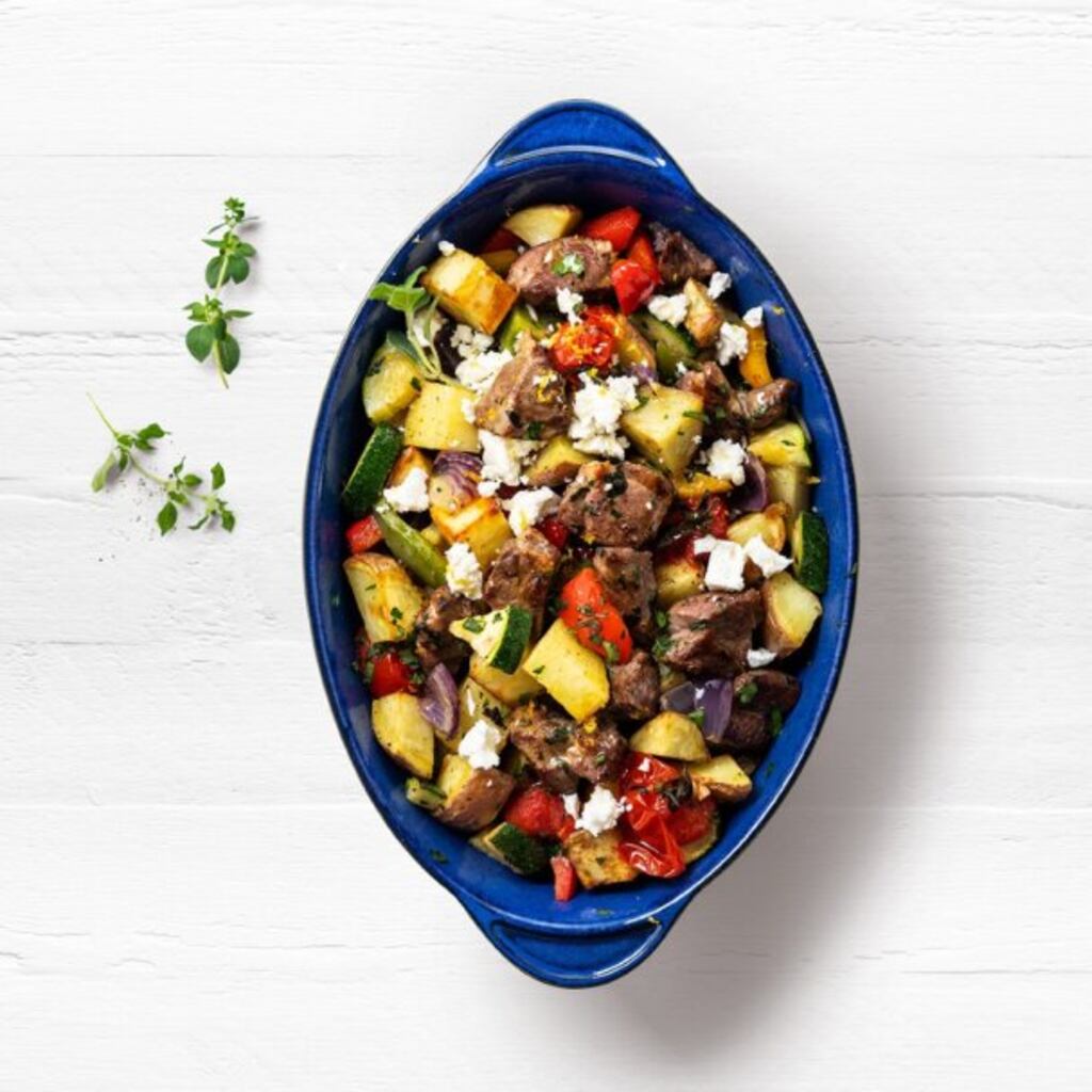 Season with crushed garlic, cumin, finely chopped fresh herbs, salt and pepper