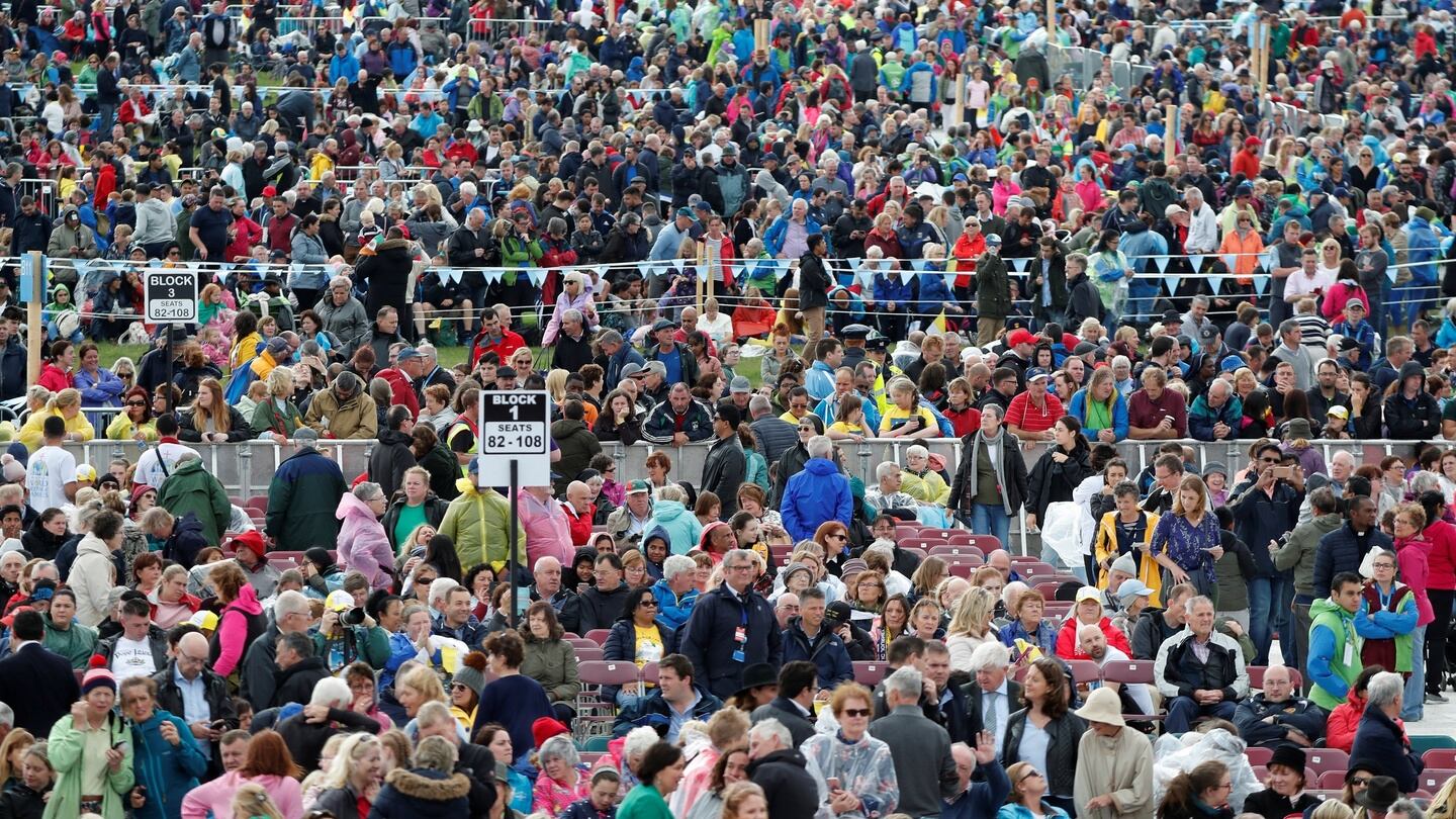 People gather ahead of the World Meeting of Families closing mass in Phoenix Park, Dublin, Ireland, August 26, 2018. REUTERS/Stefano Rellandini