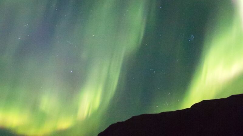 The aurora borealis at Siglufjörður. Photograph: Sibéal Turraoin