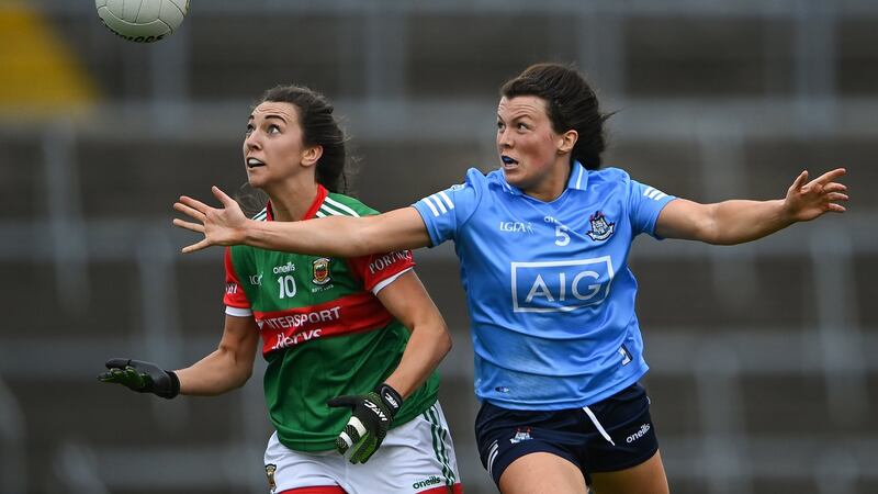 Niamh Kelly of Mayo in action against Dublin before she committed full-time to AFLW. Photograph: Piaras Ó Mídheach/Sportsfile